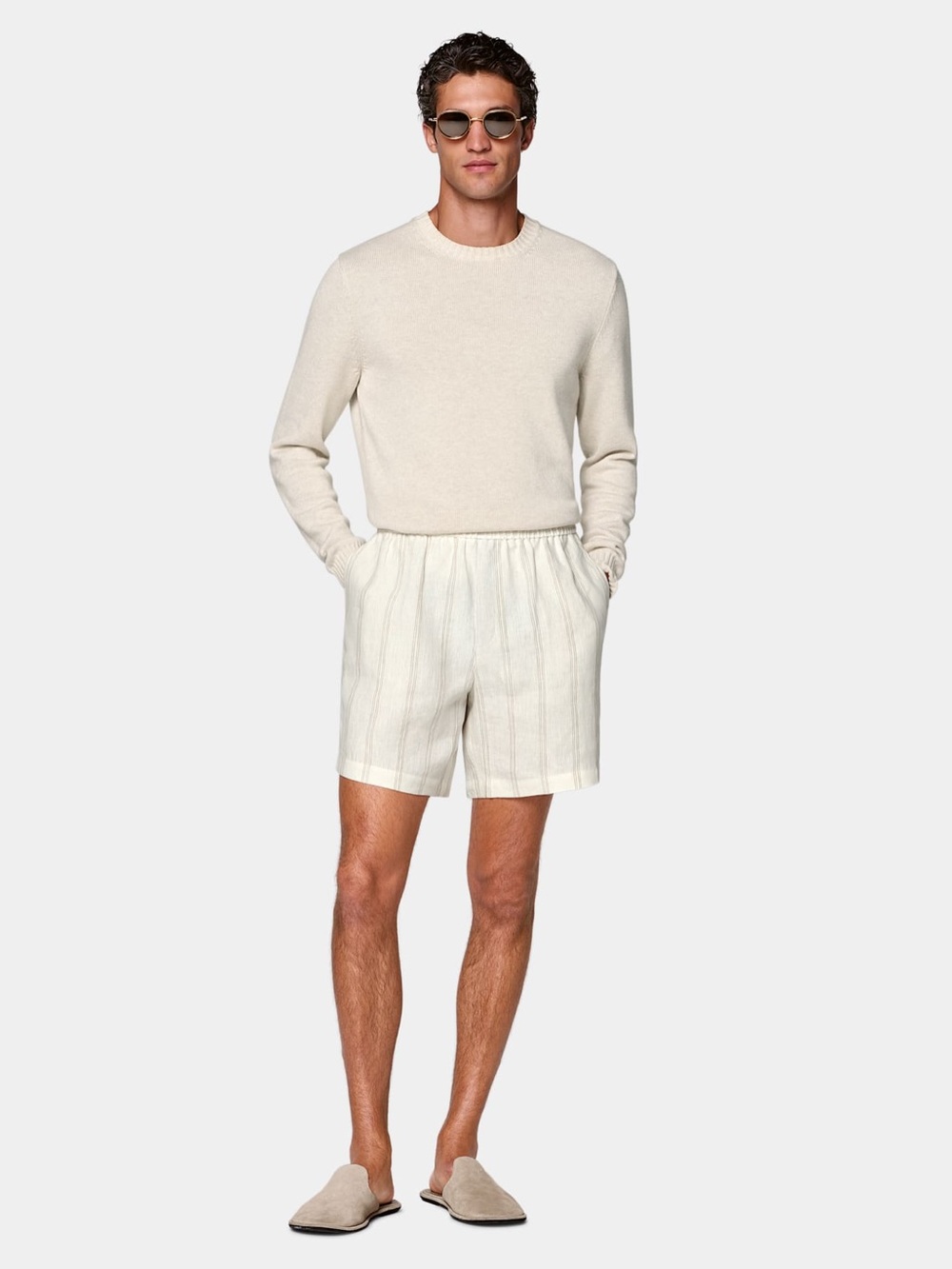 Suit Supply Straight Leg Shorts Pure 100% Linen Size xL Chic Preppy Minimalist